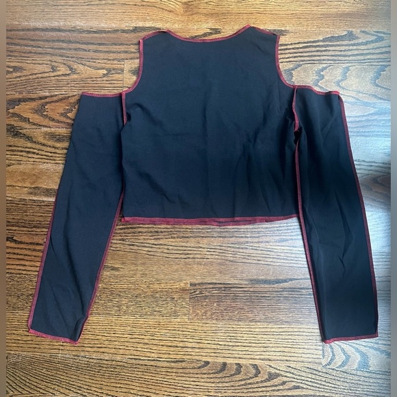 Cape Clique Women’s Patchwork Stitching Long Sleeve Gothic Crop Top Sz. 12 - Picture 5 of 5